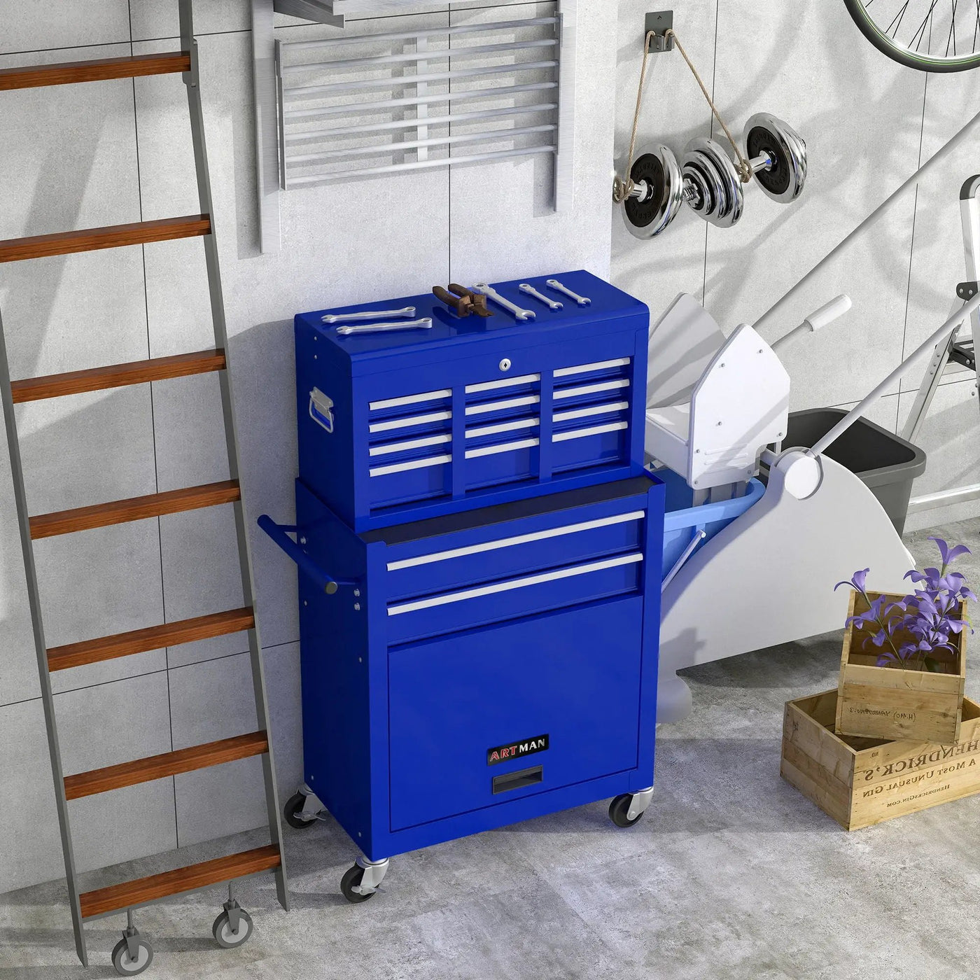 High Capacity Rolling Tool Chest With Wheels And Drawers, Storage Cabinet by HouseOfZazla