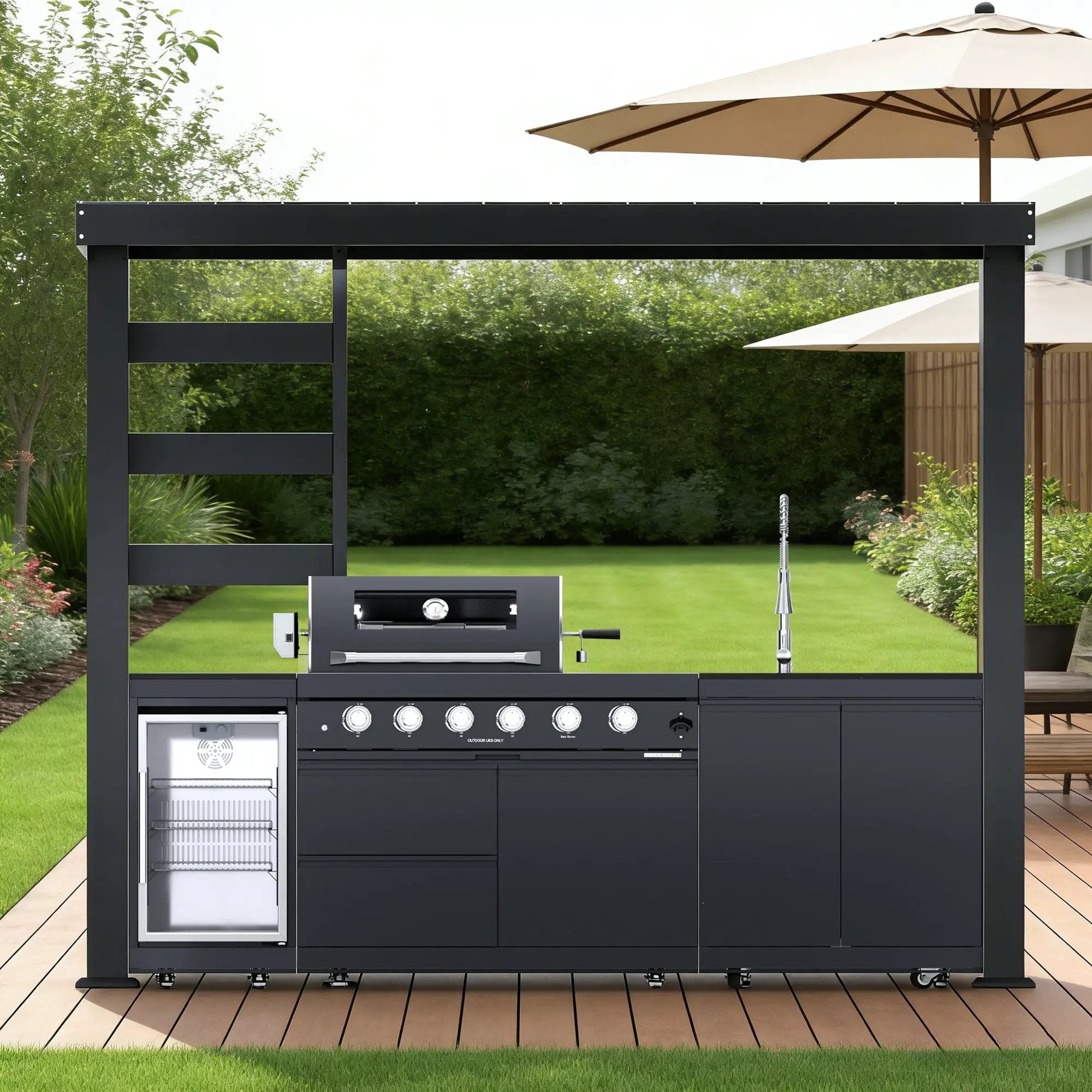 110-Inch Deluxe Stainless Steel Gas Outdoor Kitchen Grill by HouseOfZazla