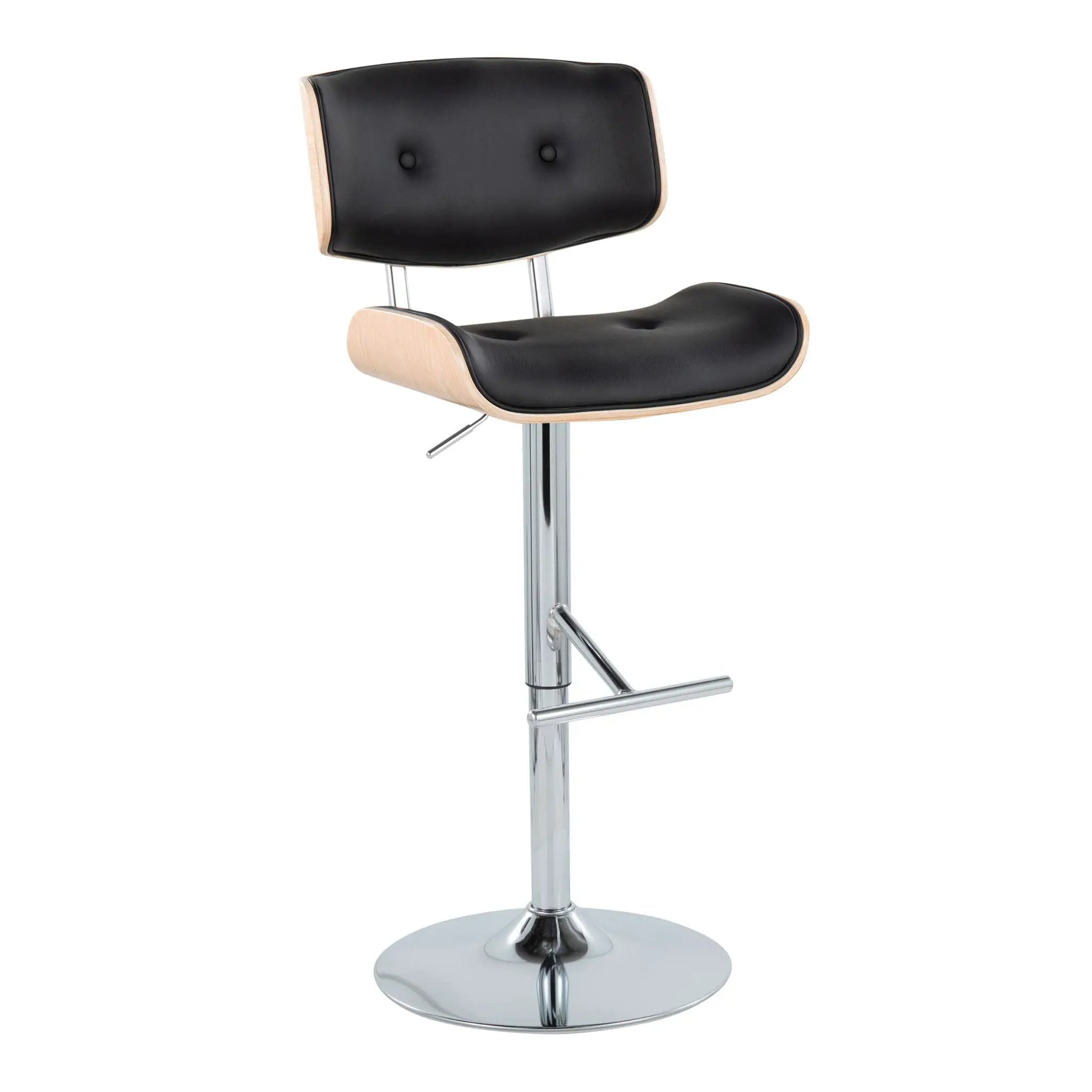 Lombardi - Contemporary Adjustable Barstool With Swivel With Straight T Footrest (Set of 2) by Unique Piece Furniture