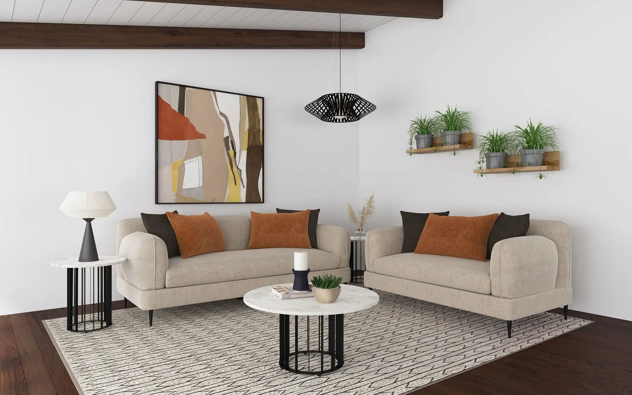 Jade 2-piece Chenille Upholstered Sofa Set Latte by Unique Piece Furniture