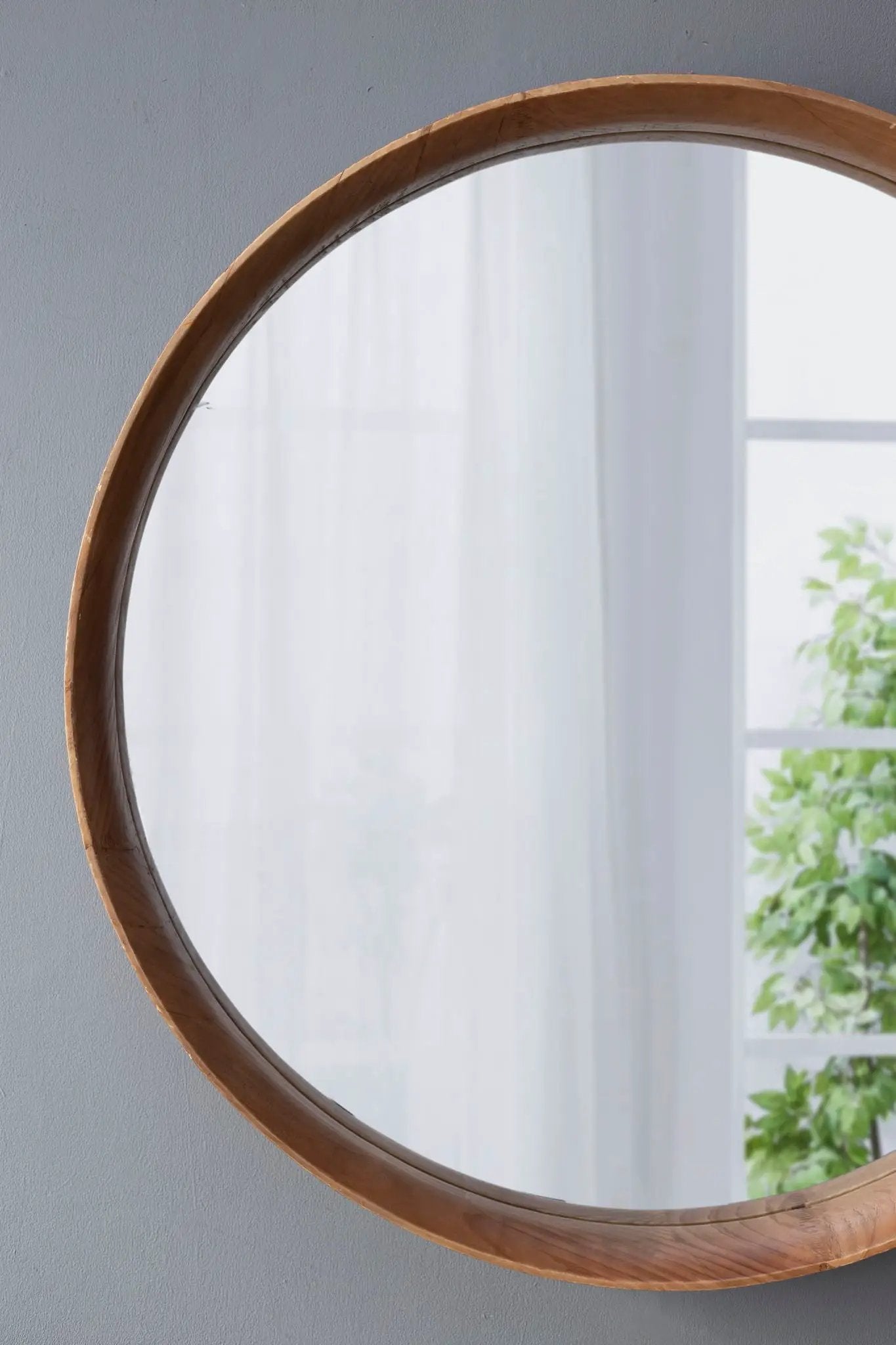 Round Wood Mirror, Wall Mounted Mirror Home Decor For Bathroom Living Room by Unique Piece Furniture