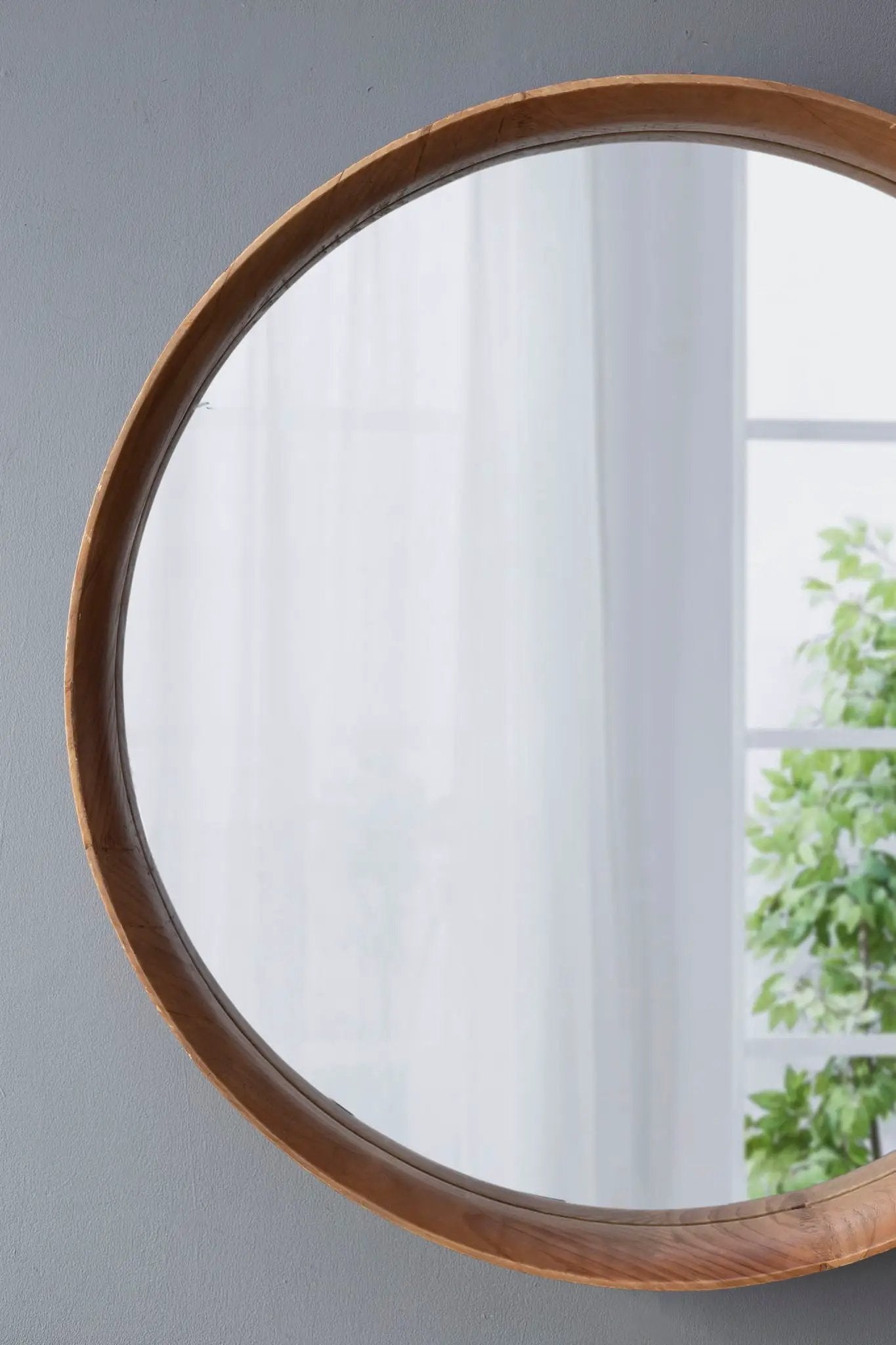 Round Wood Mirror, Wall Mounted Mirror Home Decor For Bathroom Living Room by HouseOfZazla
