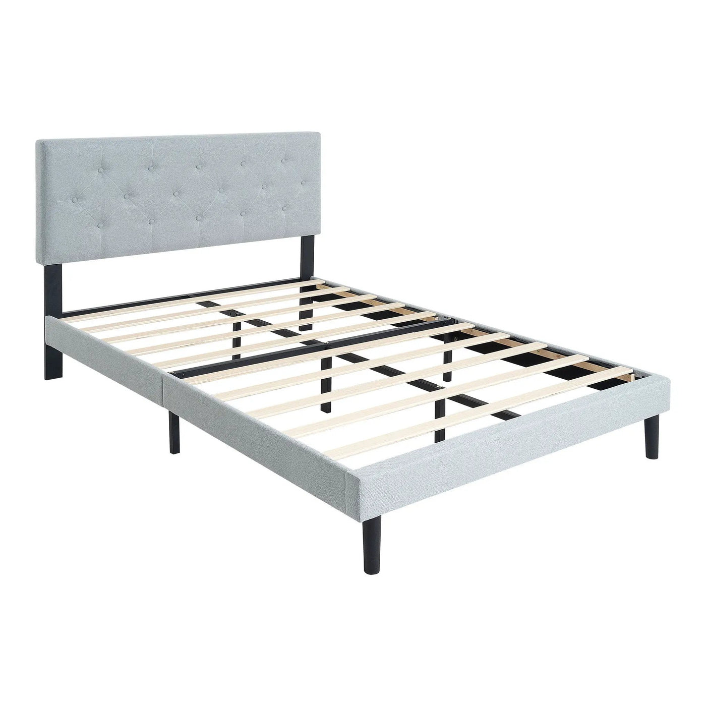 Modern Upholstered Platform Bed Frame With Button Tufted Fabric Headboard by Unique Piece Furniture
