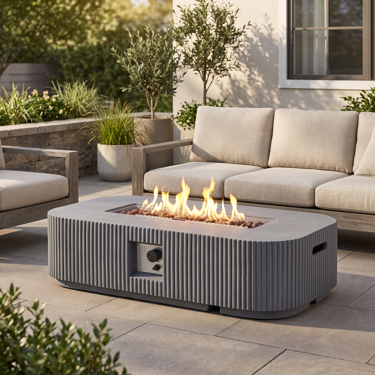 Outdoor 48.2" Rectangular MgO Fire Pit, photo 3 of 5