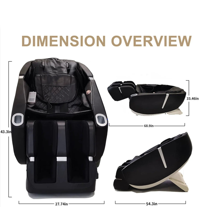 SL Type Pulley Guide, 2D Motor-Massage Manipulator-Space Saver Design, Track Sliding Zero Gravity Multifunction Massage Chair - Black by HouseOfZazla