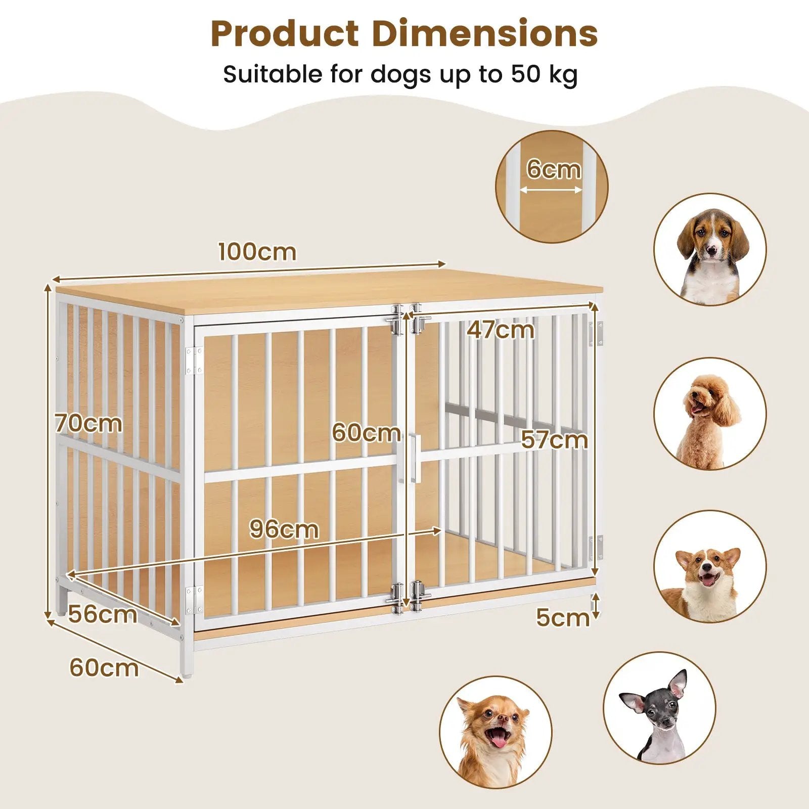 40 Inch Dog Crate Furniture Dog Kennel with Dual Lockable Double Doors by DirectDeals