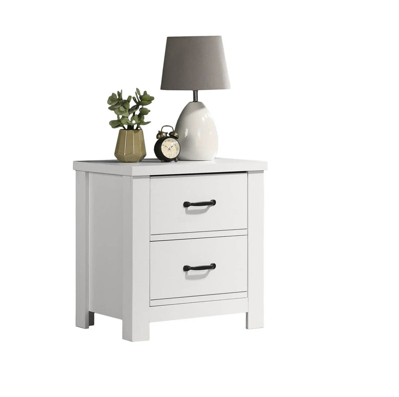Cassini - 2 Drawer Nightstand Bedside Table - White by HouseOfZazla