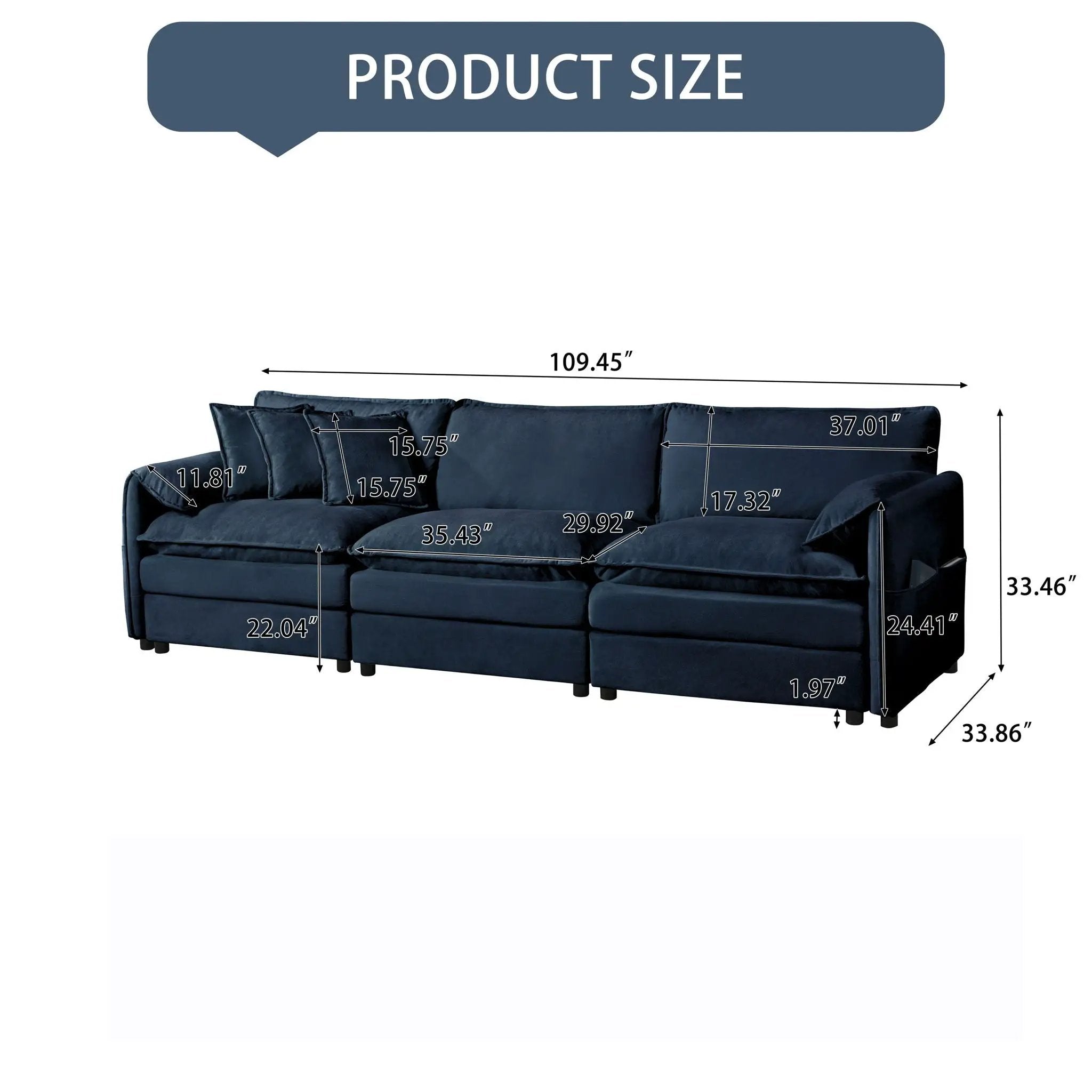 Modern Oversized Deep Seat Sectional Sofa With Pillows by Unique Piece Furniture
