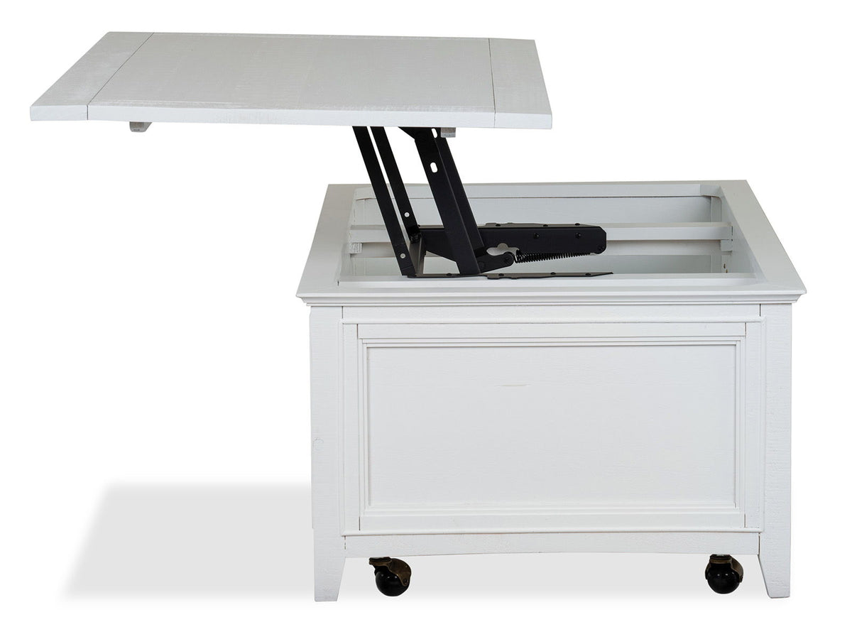 Heron Cove - Lift Top Storage Cocktail Table With Casters - Chalk White, photo 3 of 7