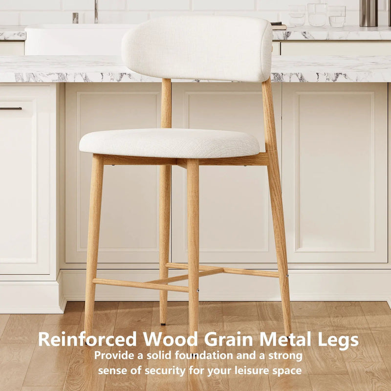 Upholstered Counter Height Bar Stools For Kitchen Island (Set of 2) - Beige by HouseOfZazla