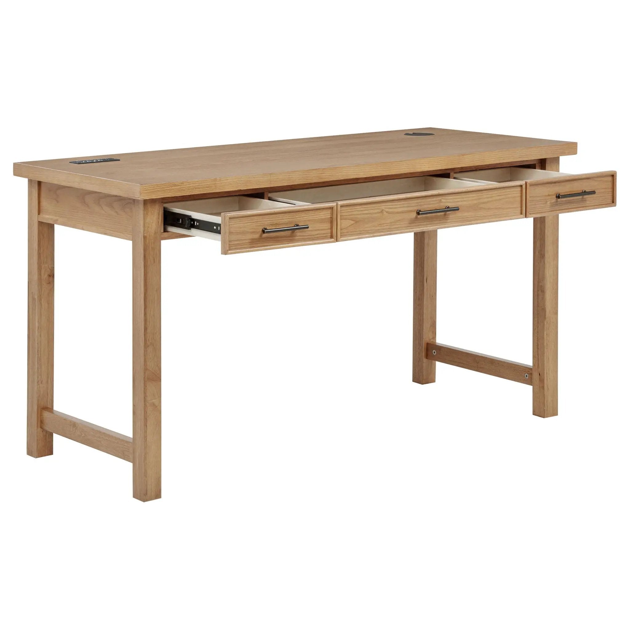 Vermes 55-inch 3-drawer Writing Desk with Power Outlet Light Ash by Unique Piece Furniture