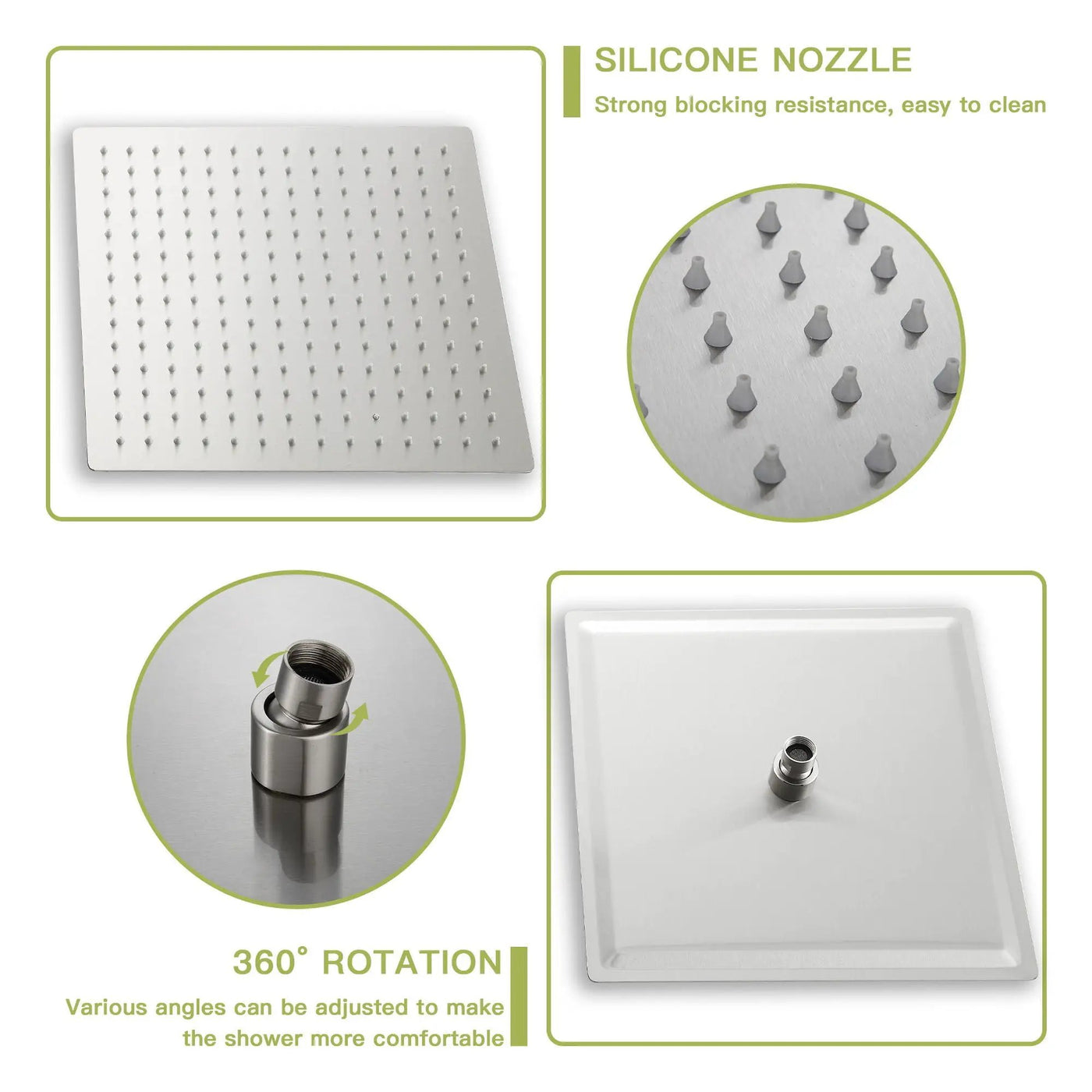 Ultra Thin Square Rainfall Shower Head Stainless Steel, Wall Or Ceiling Mount by HouseOfZazla