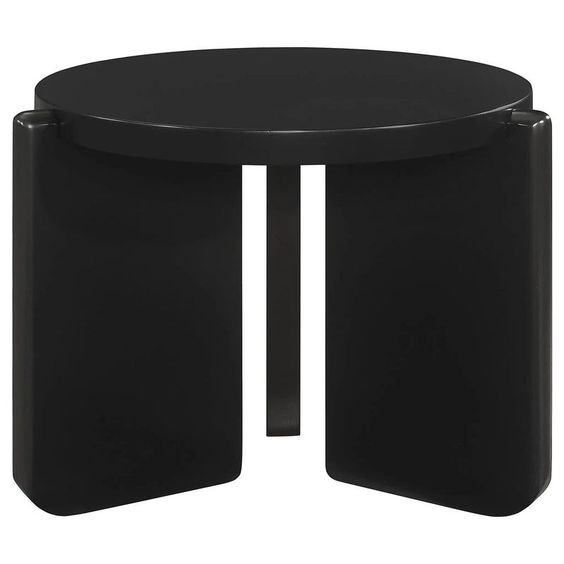 Cordova Round Solid Wood End Table Black by Unique Piece Furniture