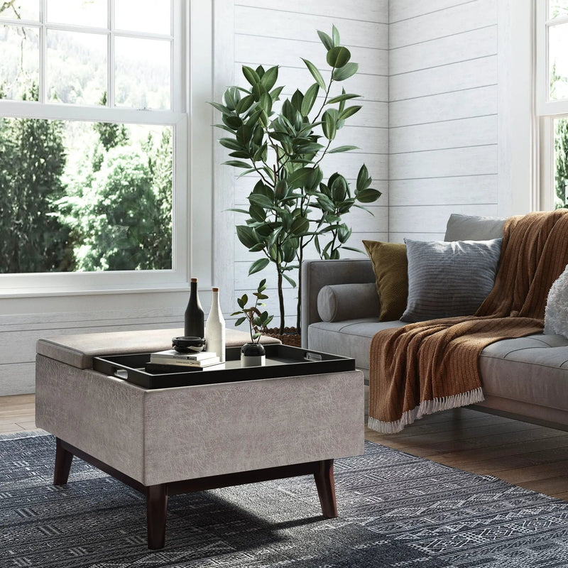 Owen - Tray Top Small Coffee Table Upholstered Storage Ottoman by Unique Piece Furniture