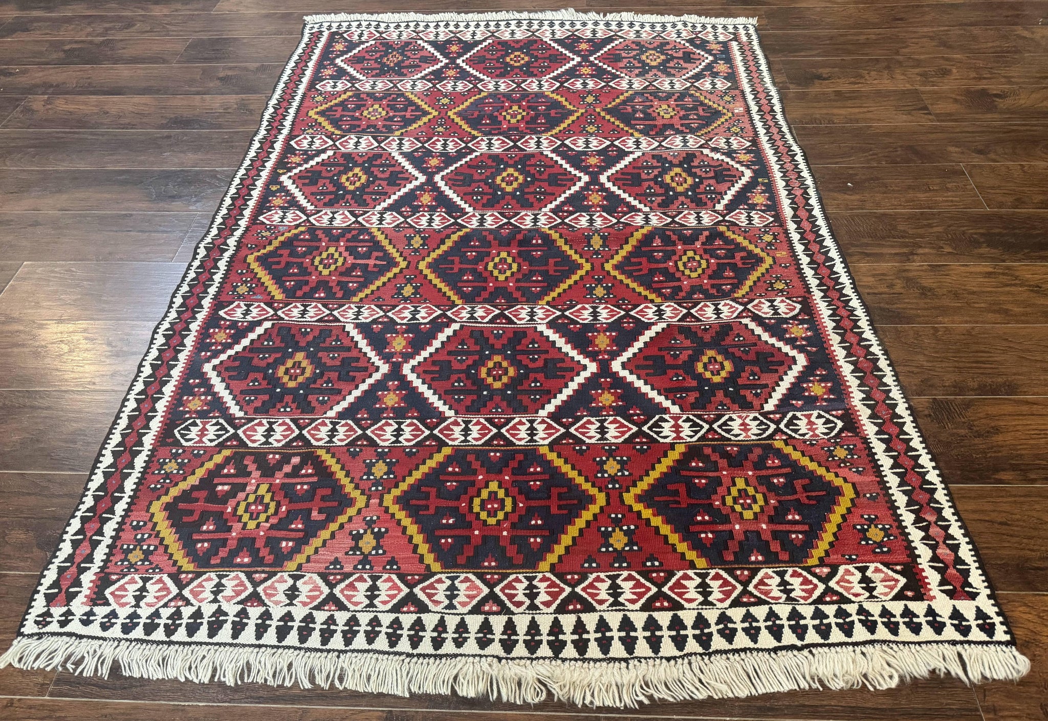 Caucasian Kilim Rug 5x7, Vintage Russian Flatweave Kilim Carpet, Tribal Bohemian Kilim Rug by Jewel Rugs