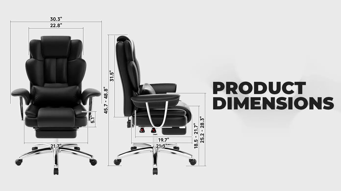 Big and Tall Executive Office Chair with Footrest - Black by HouseOfZazla