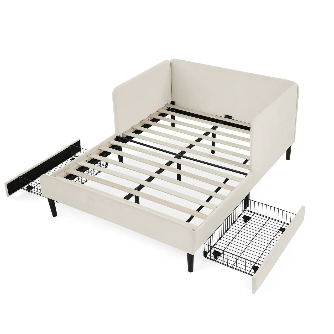 Upholstered Platform Bed Frame With 2 Storage Drawers And Adjustable Sofa Bed by HouseOfZazla