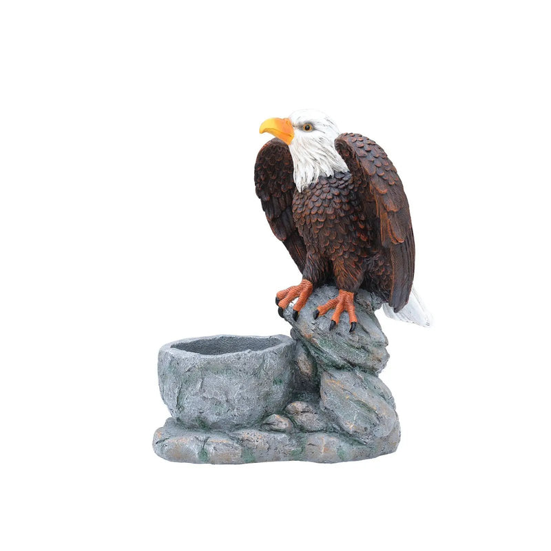 Standing Eagle Statue Garden Planter on Faux Stone Base by HouseOfZazla