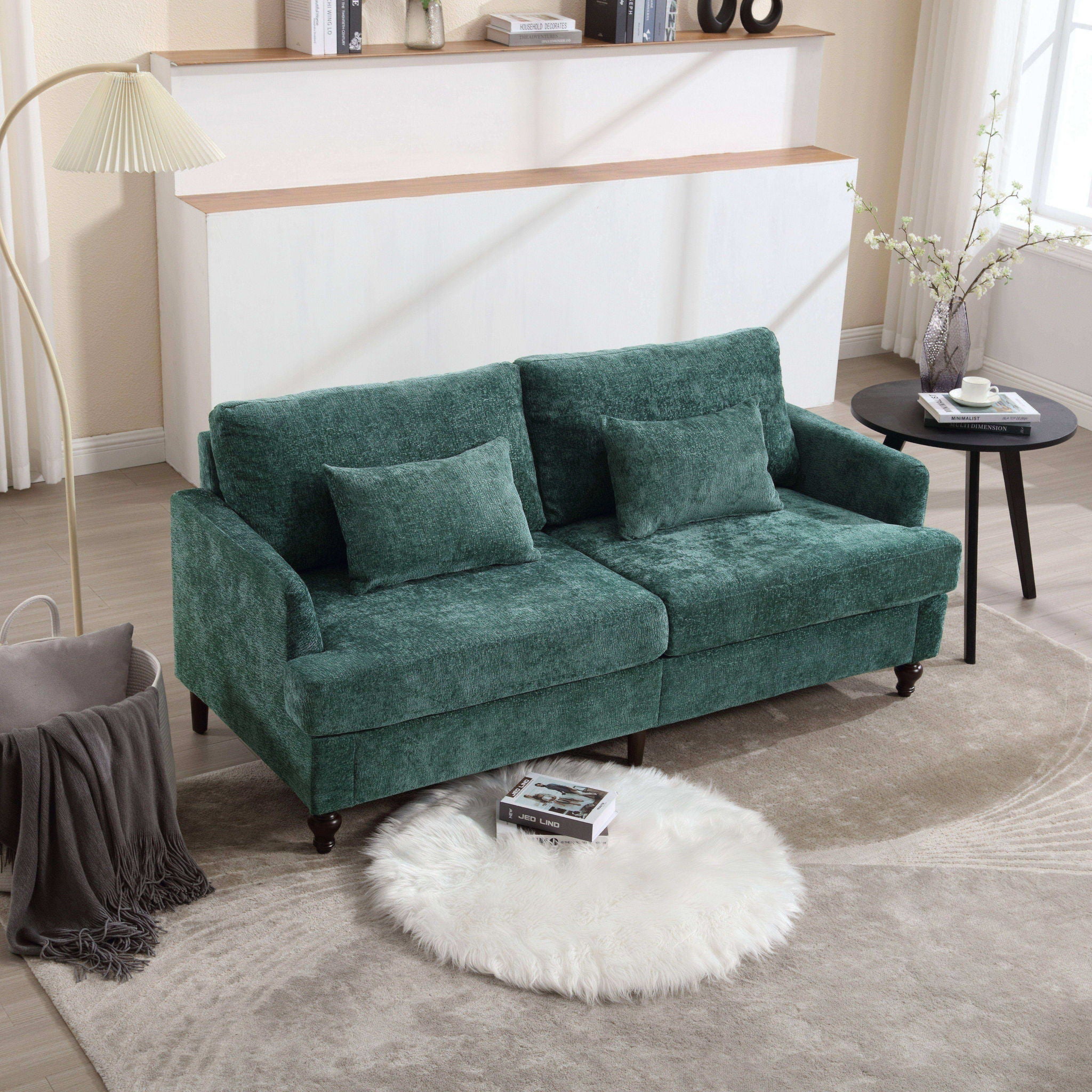 Mid Century Modern Fabric Loveseat Sofa, 2 Seat Upholstered Couch by Unique Piece Furniture