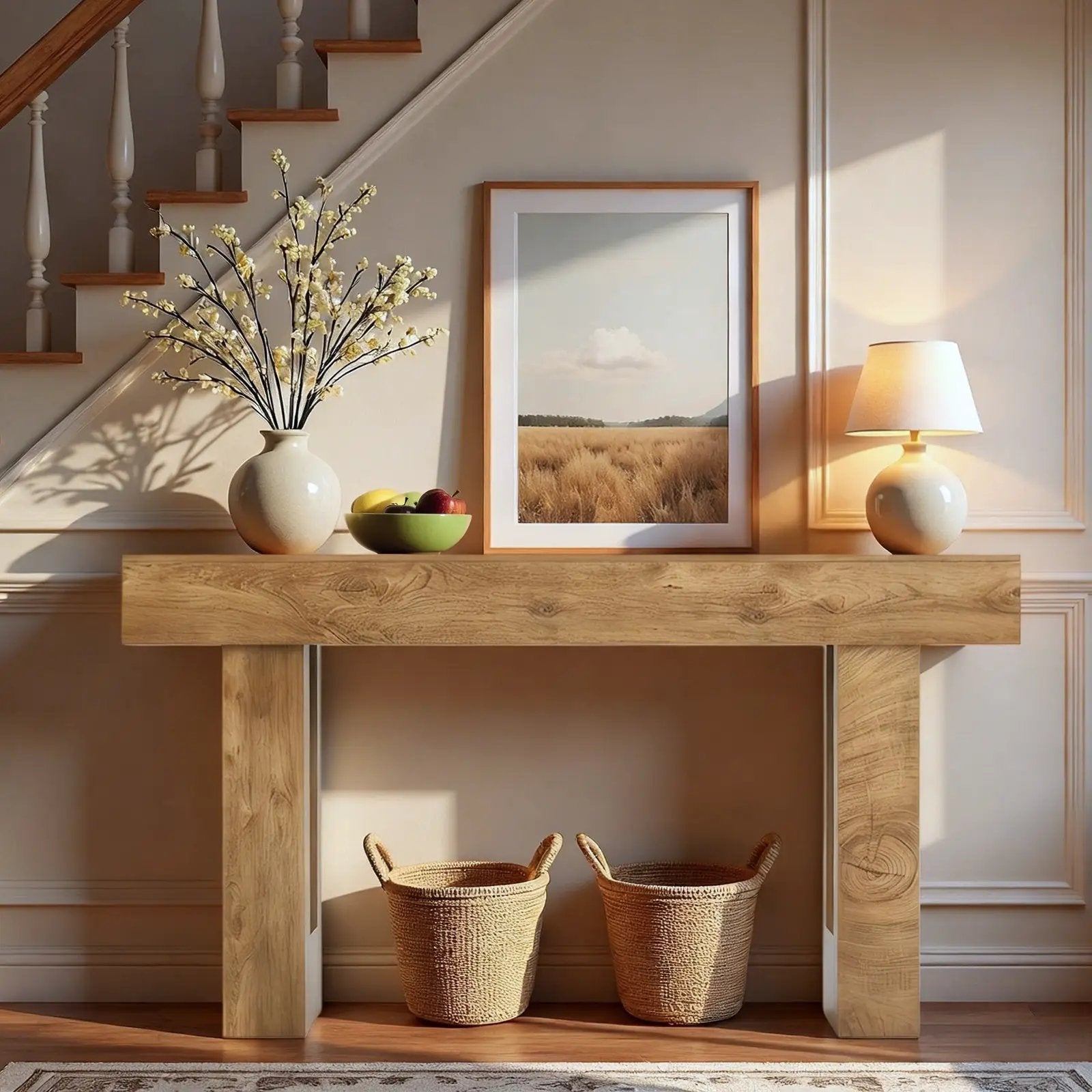 63" Long Console Table, Farmhouse Entryway Table with Storage by HouseOfZazla