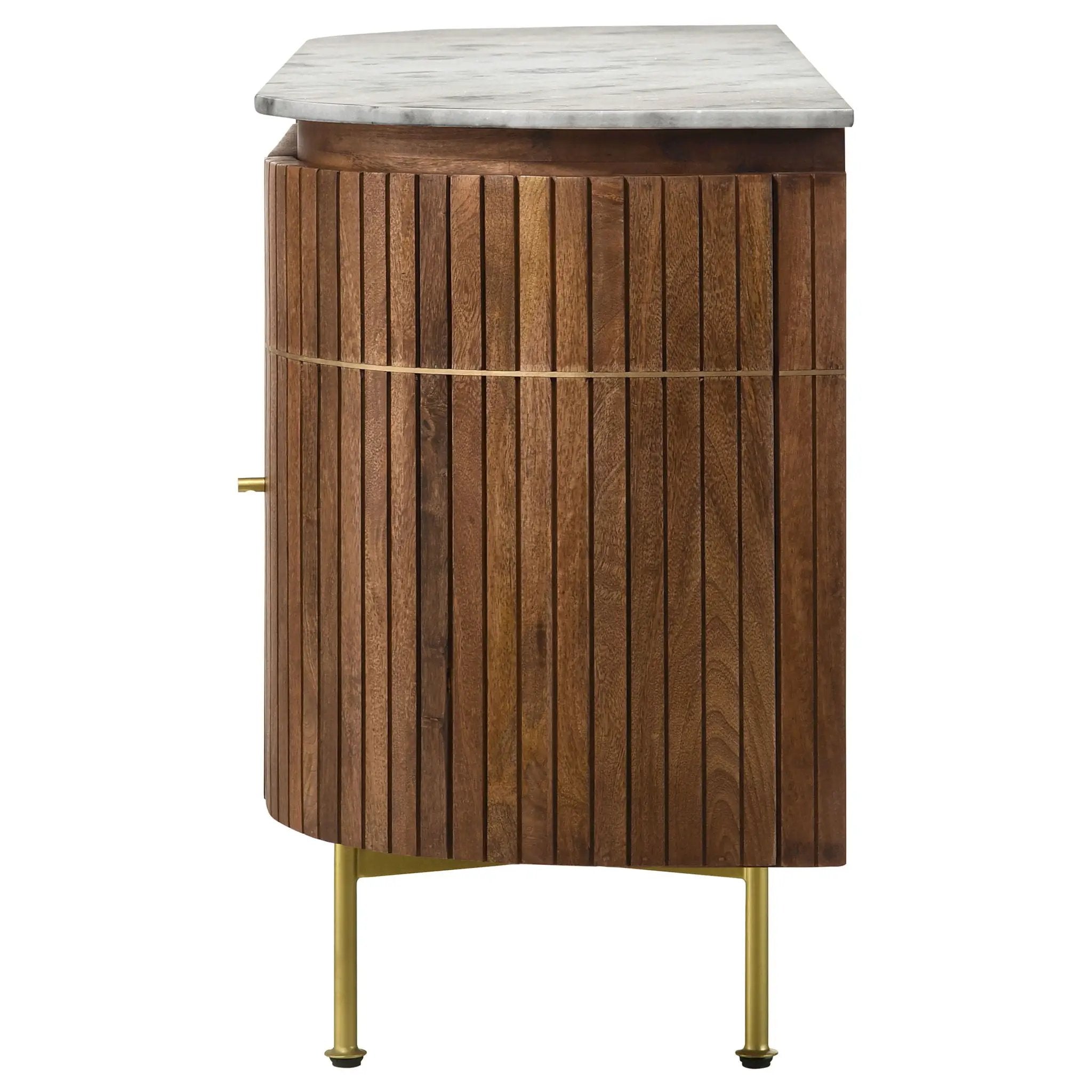 Ortega 4-door Marble Top Sideboard Buffet Cabinet Natural by Unique Piece Furniture