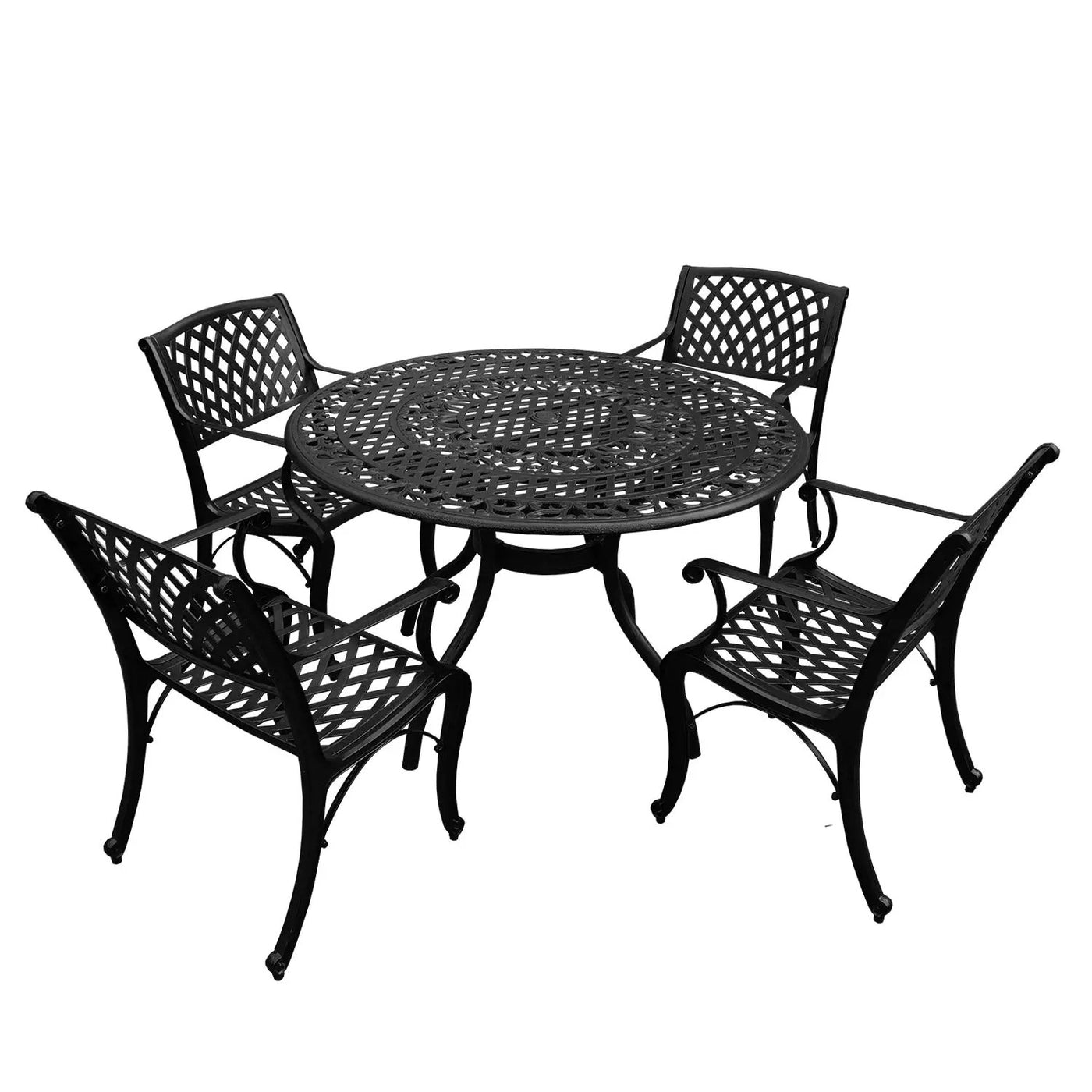 Outdoor Aluminum 5pc Round Patio Dining Set with Four Chairs by Sharicks