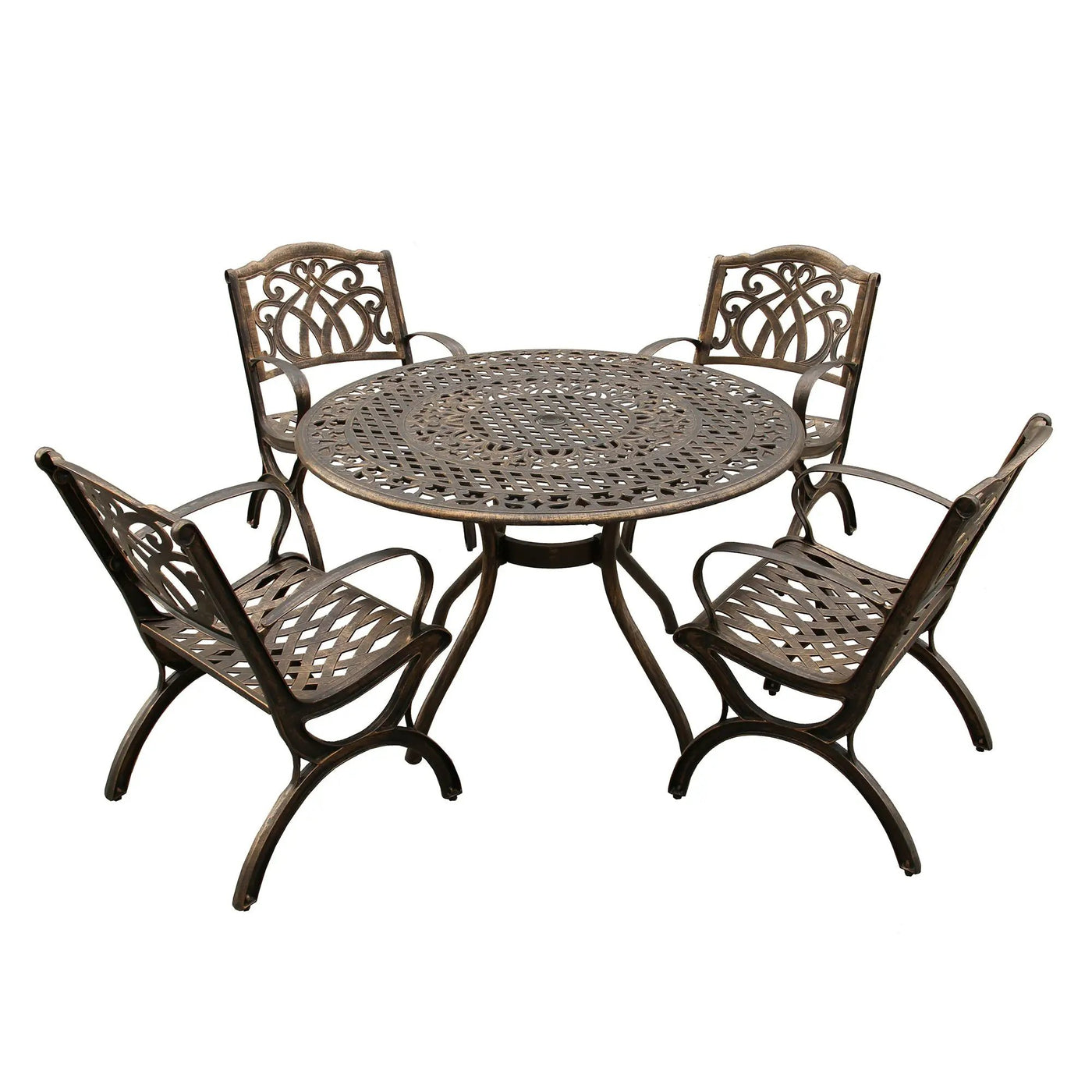 Outdoor Aluminum 5pc Round Patio Dining Set with Four Chairs by Sharicks