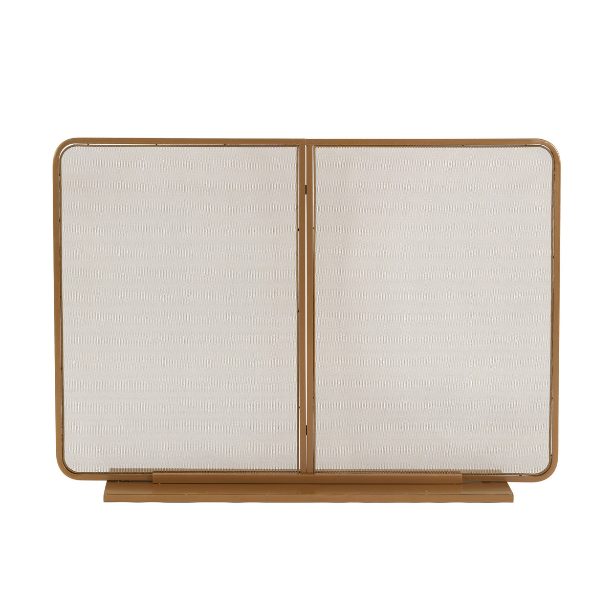 Gold Two‑Panel Freestanding Fireplace Screen with Iron Mesh - Gold, photo 2 of 10