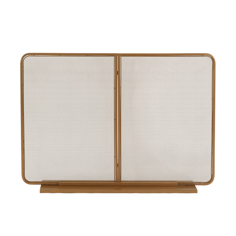 Gold Two‑Panel Freestanding Fireplace Screen with Iron Mesh - Gold, photo 2 of 10