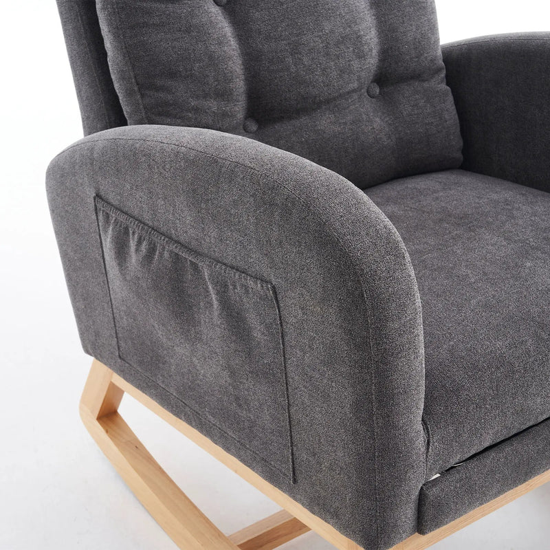 Accent Rocking Chair With Footrest, High Back