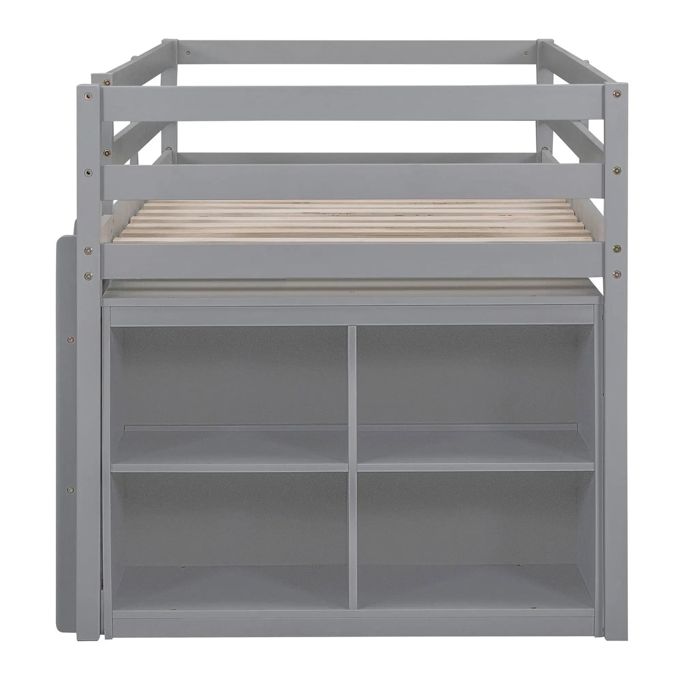 Loft Bed With Retractable Writing Desk And 4 Drawers, With Lateral Portable Desk And Shelves by Unique Piece Furniture
