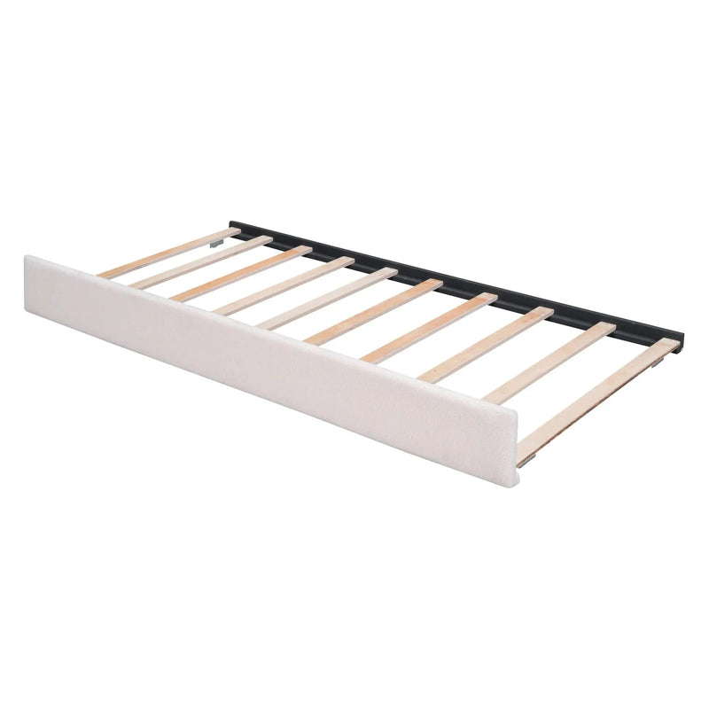Teddy Fleece Full Size Upholstered Platform Bed with Twin Trundle by HouseOfZazla
