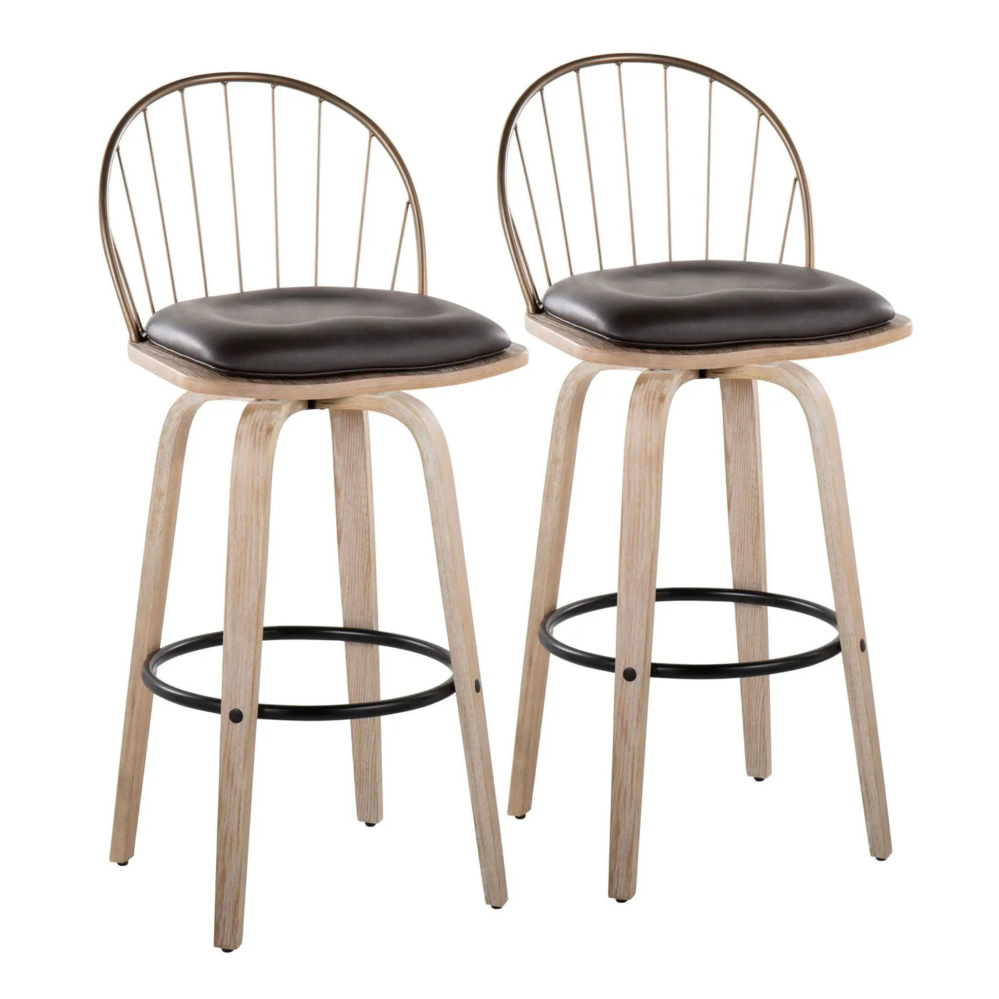 Riley - Industrial / Urban Fixed Height Barstool With Swivel With Removable Cushion (Set of 2) by HouseOfZazla