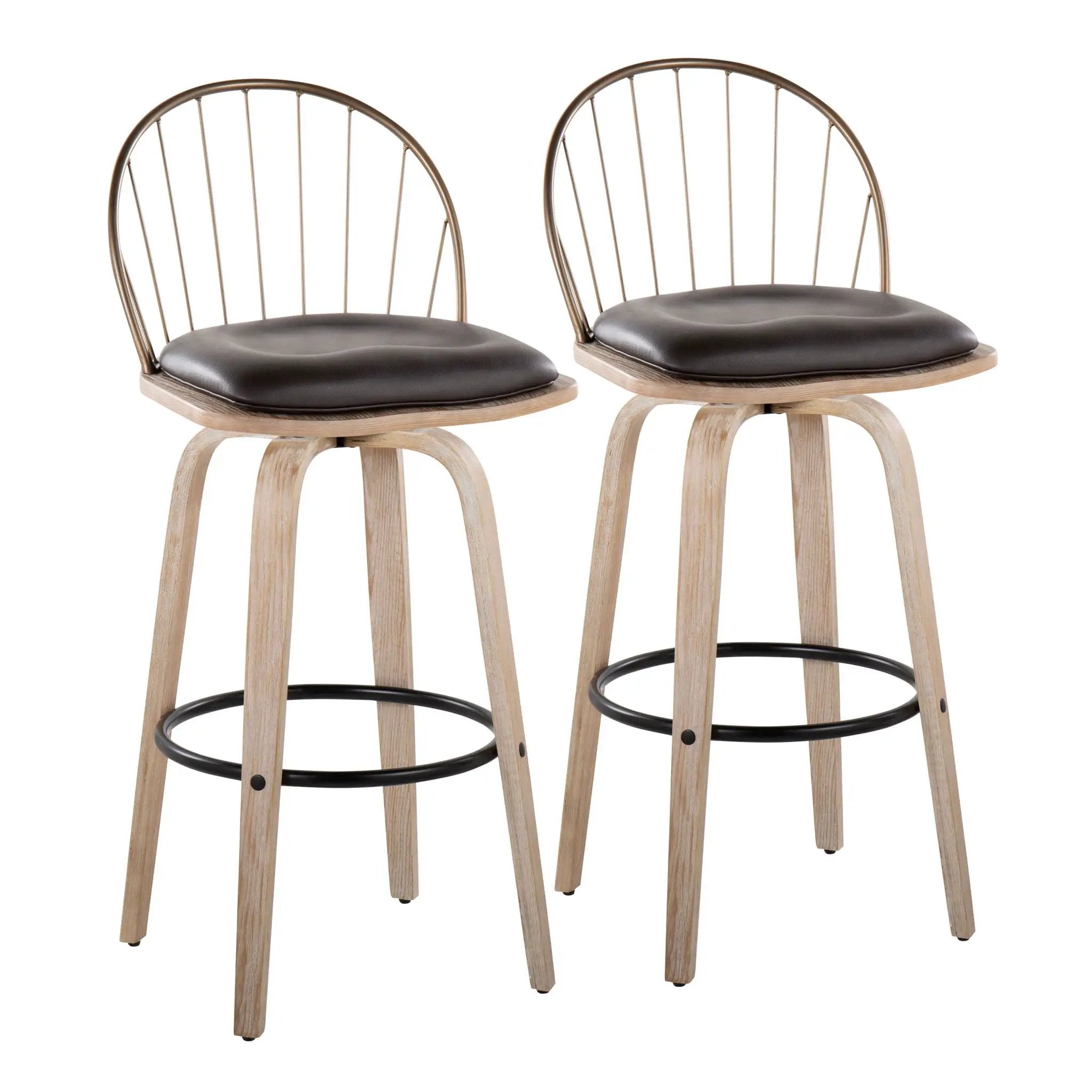 Riley - Industrial / Urban Fixed Height Barstool With Swivel With Removable Cushion (Set of 2) by Unique Piece Furniture
