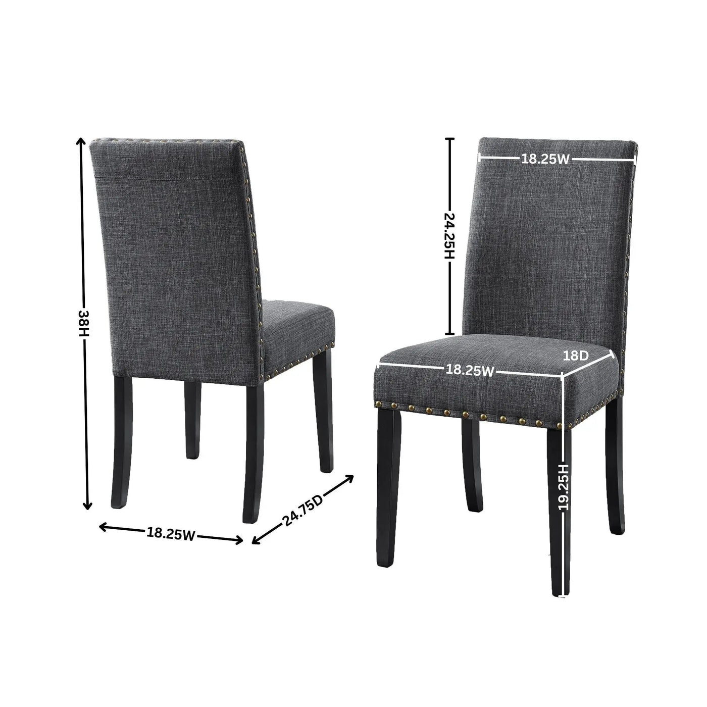 Eleanor Upholstered Dining Chairs with Nailhead Trim - Set of 2 by HouseOfZazla