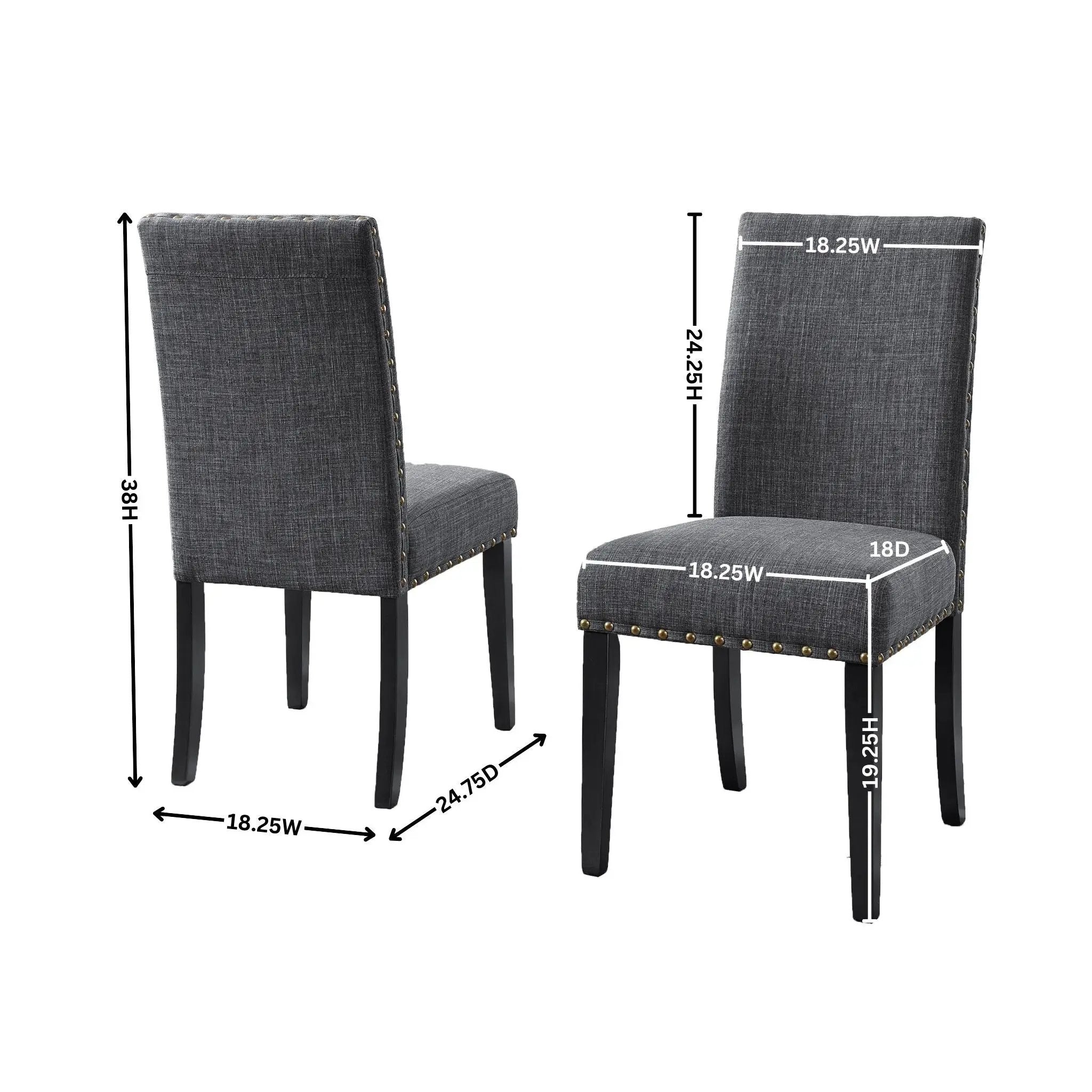 Eleanor Upholstered Dining Chairs with Nailhead Trim - Set of 2 by HouseOfZazla
