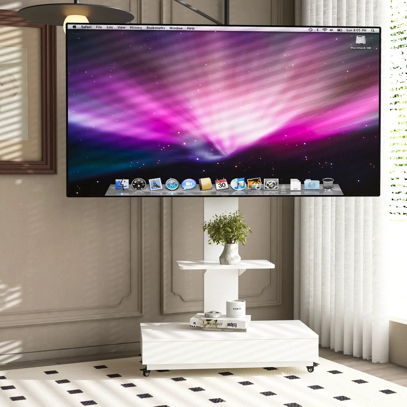 Adjustable Height Mobile TV Cart by HouseOfZazla