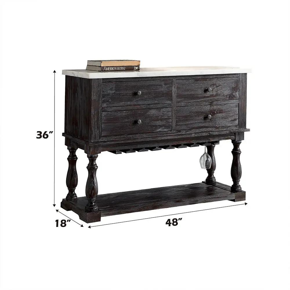 Gerardo - Server - White Marble Top & Weathered Espresso by Unique Piece Furniture