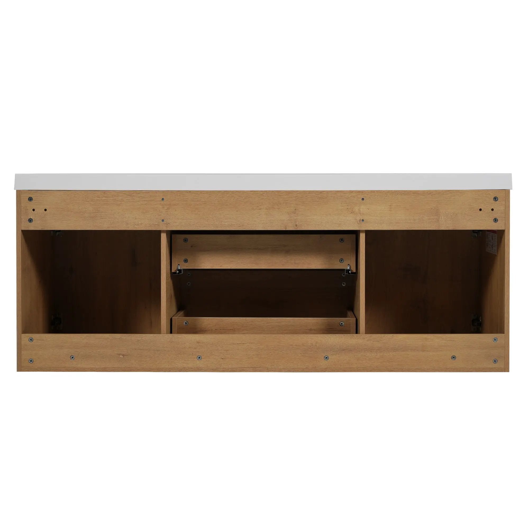 Double Sink Bathroom Vanity, Cabinet & Soft Close Doors, Divided Drawers, Wall Mounted Storage - Wood by HouseOfZazla