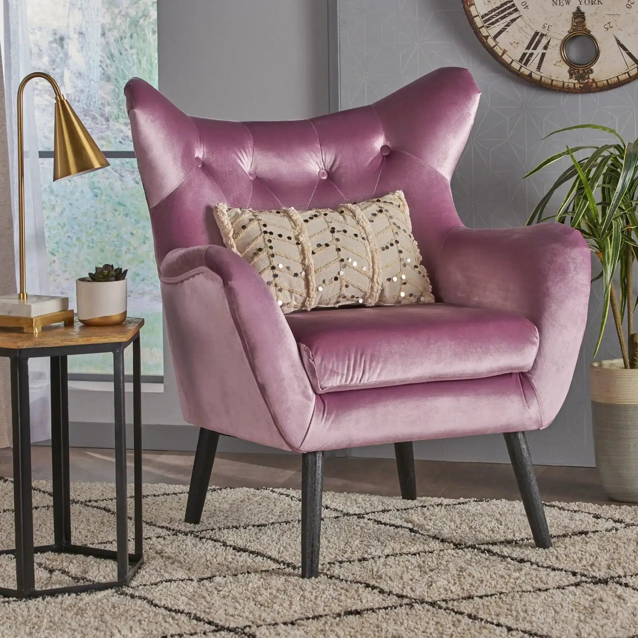 Alyssa Mid Century Upholstered Arm Chair With Wingback Design by HouseOfZazla