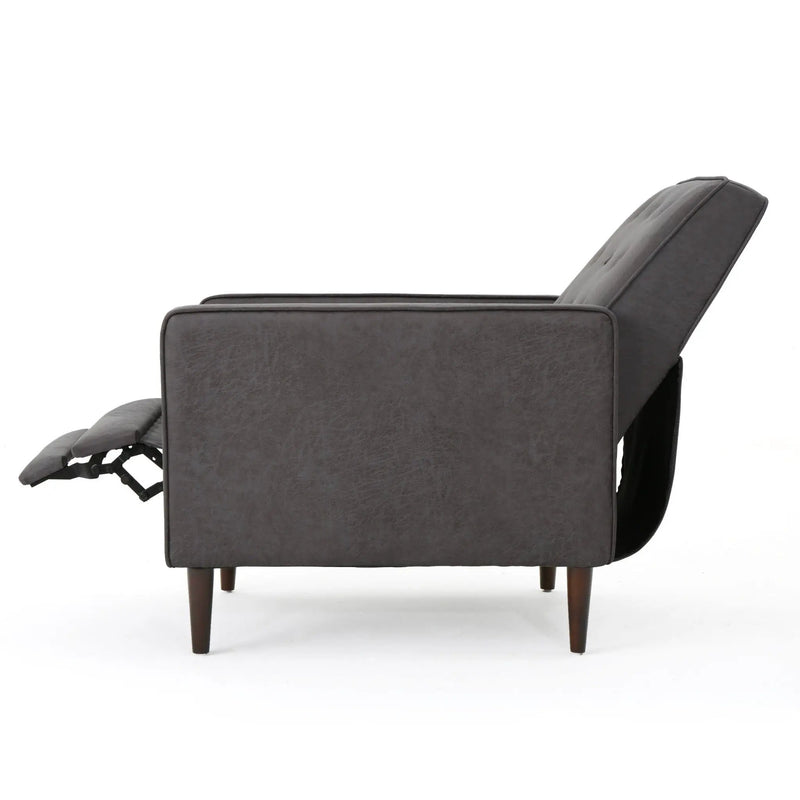 Macedonia - Mid Century Modern Button Tufted Fabric Recliner - Slate by HouseOfZazla