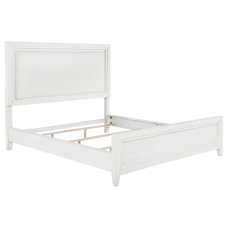 Marielle California King Panel Upholstered Bed Distressed White by Unique Piece Furniture