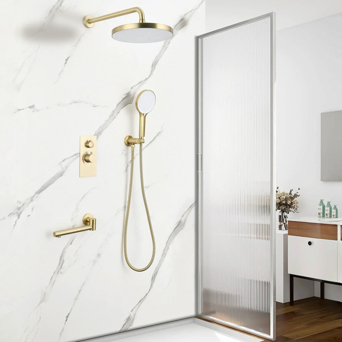 10" Shower System Set With Control Valve And Overhead Shower by HouseOfZazla