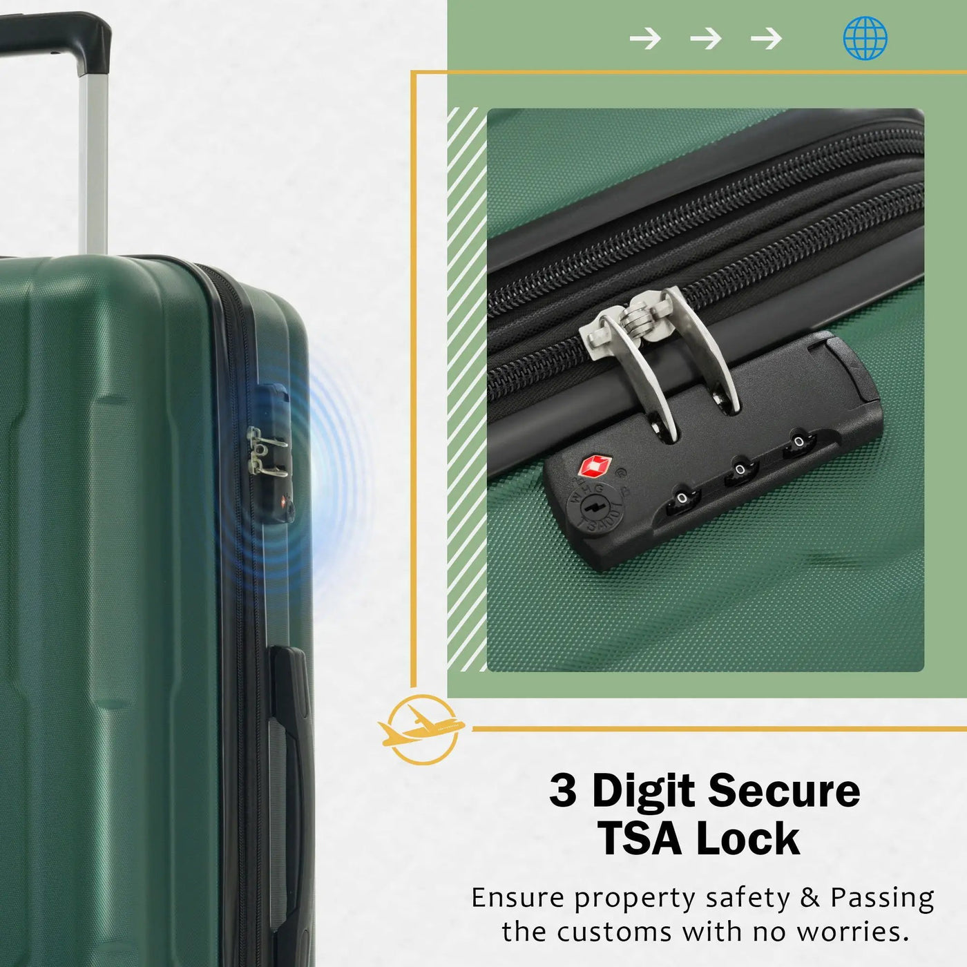 2 Piece Luggage Set With Bags Expanable Spinner Wheels ABS Lightweight Suitcase With Tsa Lock 20" / 28" by HouseOfZazla