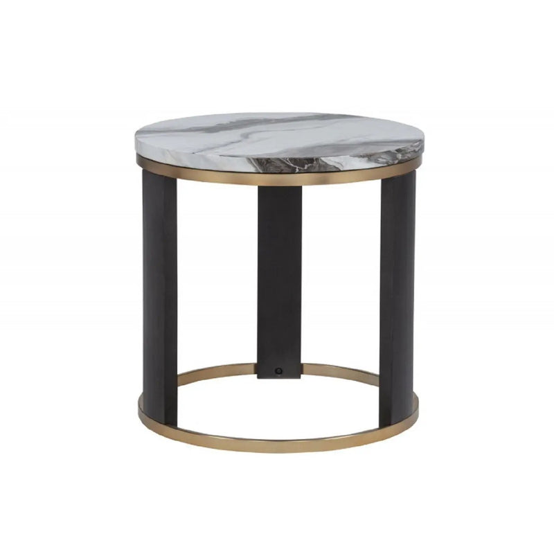 Round End Table For Living Room - Gold / Brown by HouseOfZazla