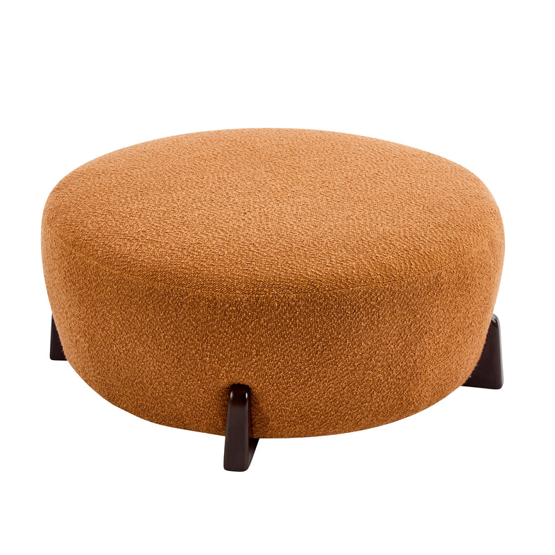 Boucle Round Ottoman with Splayed Rubber Wood Legs - Pumpkin, photo 7 of 10