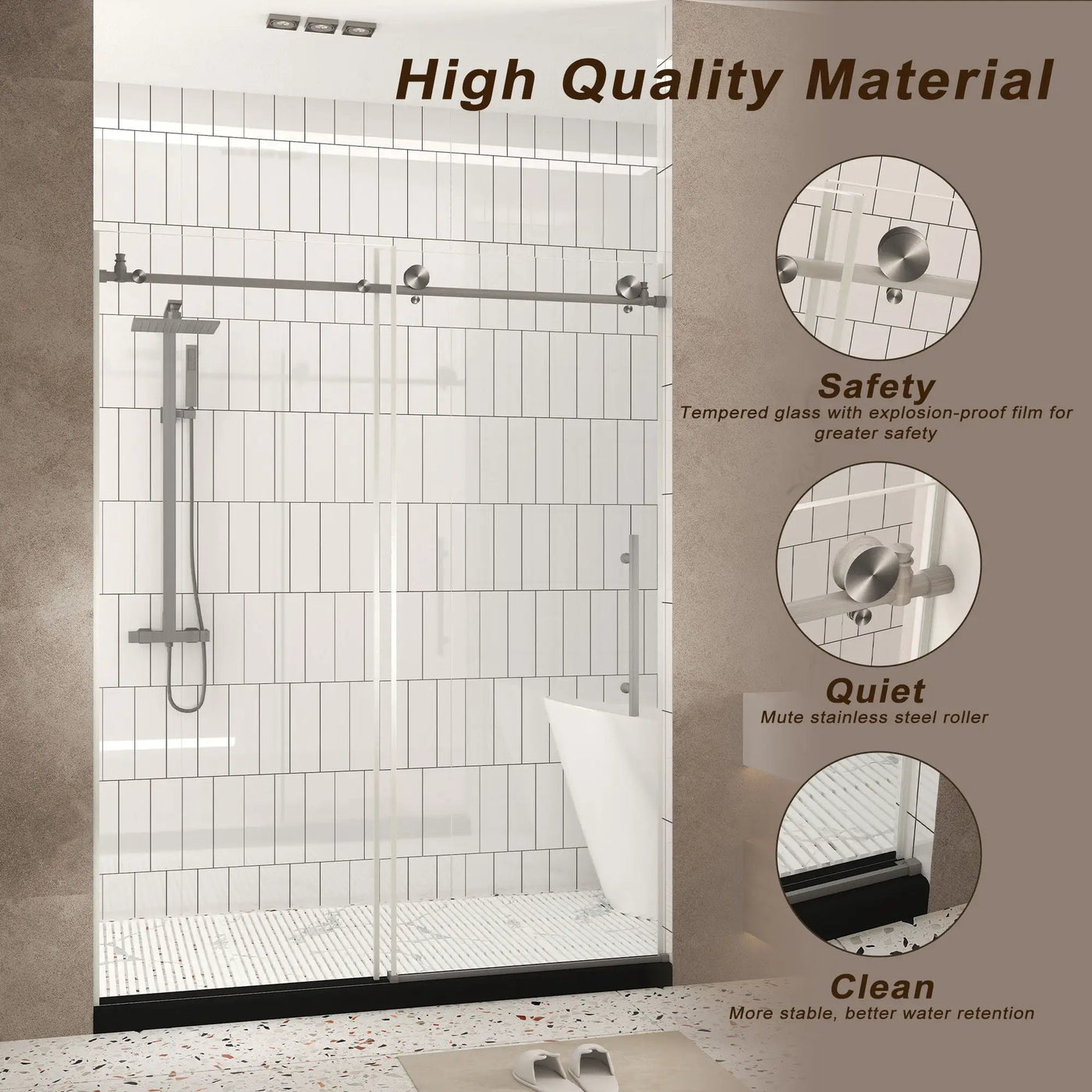 Frameless Shower Door, Smooth Sliding Tracks by HouseOfZazla