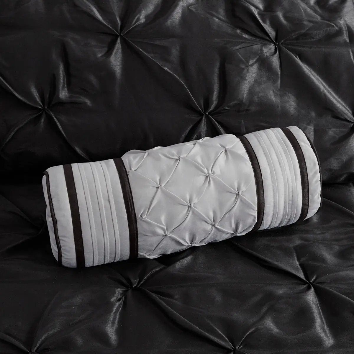 7 Piece Tufted Comforter Set Black Queen by HouseOfZazla