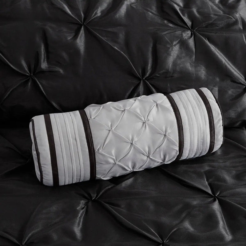 7 Piece Tufted Comforter Set Black Queen by HouseOfZazla