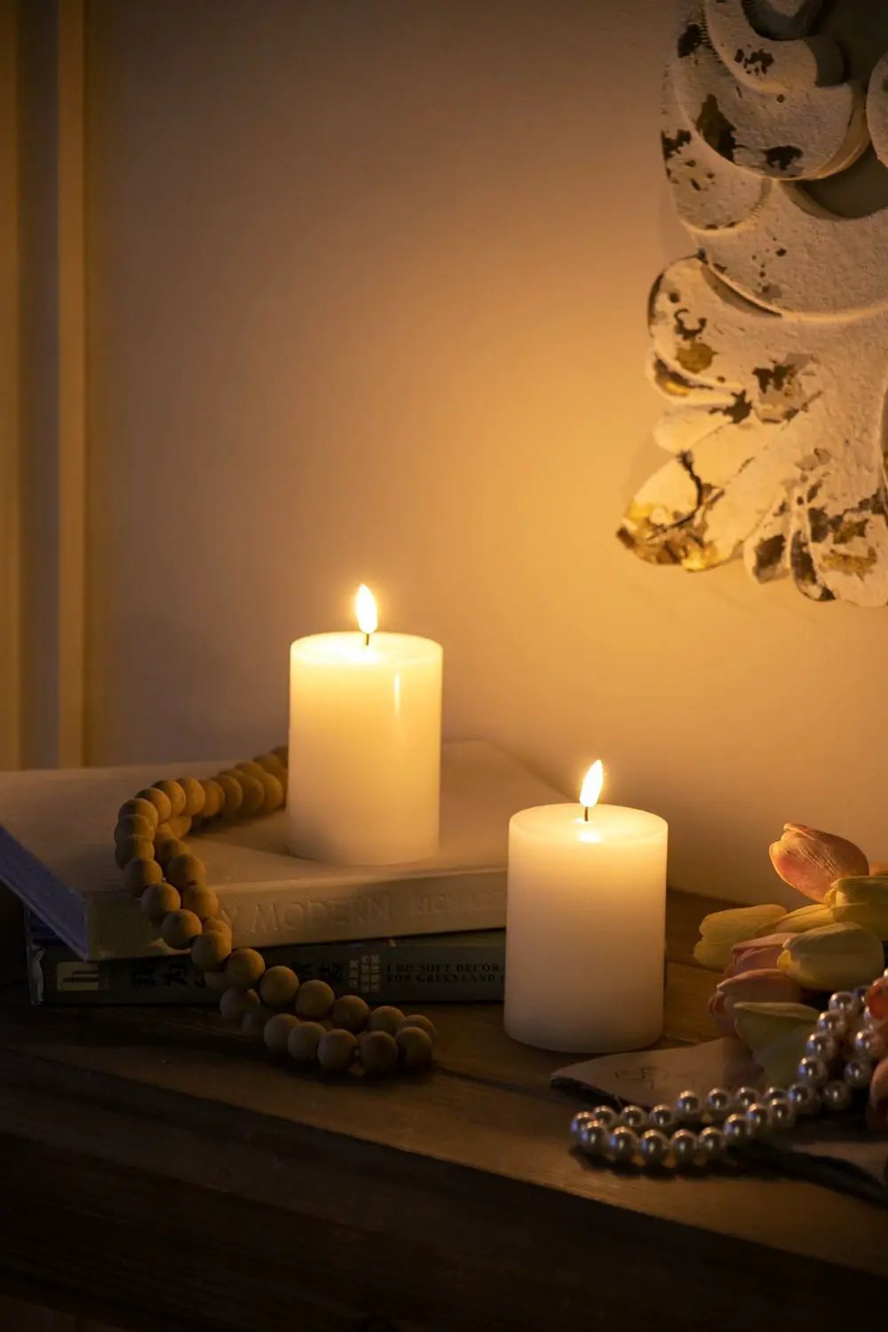 LED Candles With Wick And Remote Control Timer (Set of 2) - White by Unique Piece Furniture